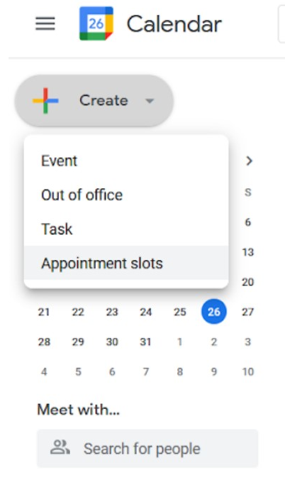 Google Calendar Appoinment slots ejemplo